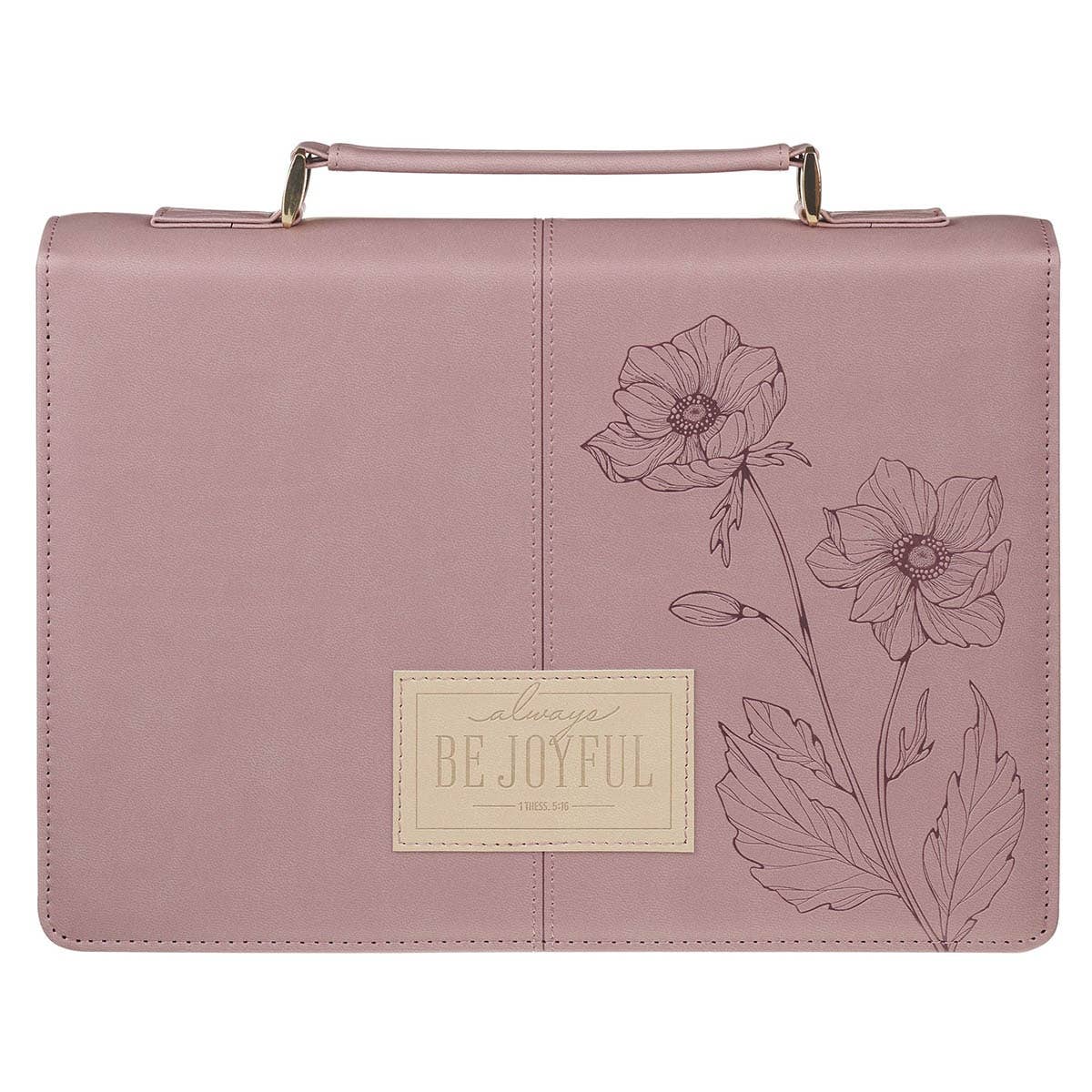 Bible Cover Fashion Dusty Mauve Be Joyful 1 Thess. 5:16-18: Large